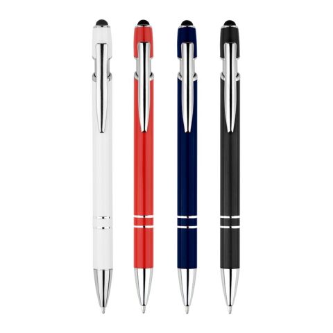 NEIL. Kugelschreiber mit Gehäuse aus recyceltem Aluminium (100% rAL) und Touch-Pen Druckknopf Schwarz | ohne Werbeanbringung