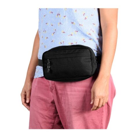 MYKONOS. Gürteltasche aus 600D recyceltem Polyester und Innenfutter aus 210D recyceltem Polyester Schwarz | ohne Werbeanbringung