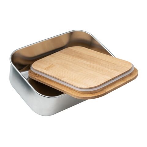 SHINO. Frischhaltebox (800 mL) aus Edelstahl und Deckel aus Bambus Beige | ohne Werbeanbringung