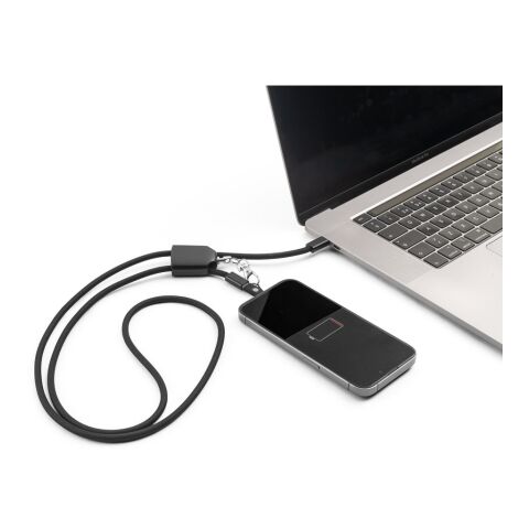 ZEWAIL. Lanyard mit Smartphone-Halterung, USB-C-Kabel und verschiedenen Adaptern aus recyceltem ABS und recyceltem TPE schwarz | ohne Werbeanbringung | Nicht verfügbar | Nicht verfügbar | Nicht verfügbar