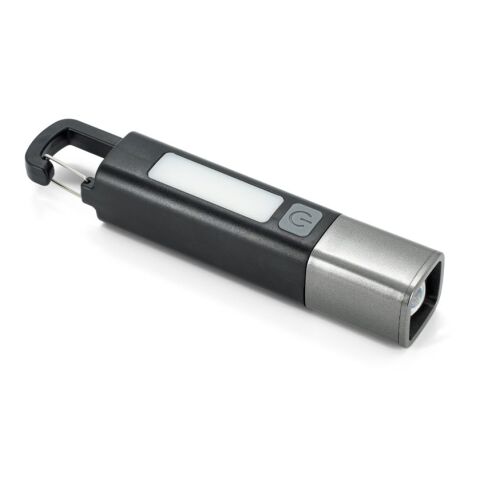 WIGGINS. ABS-Taschenlampe mit einer 2-W-LED-Leuchte (53 Lumen) an der Vorderseite und einer COB-Leuchte (53 Lumen) an der Oberseite schwarz