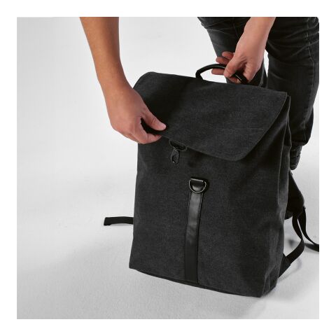 Prague 25L Rucksack, recy.Baumwolle. Hakenverschluss. Laptops bis 17&quot; Schwarz | ohne Werbeanbringung | Nicht verfügbar | Nicht verfügbar | Nicht verfügbar