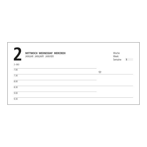 Tageskalender Basic Mo.–Fr. je 1 Seite 320 Seiten Kunstleder-Hardcover Dunkelblau | DIN A5 | ohne Werbeanbringung | Goldprägung inkl.