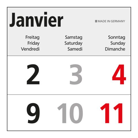 5-Monatskalender Einblatt Commerce 5 Post A postoptimiert Hellgrau | 300 × 600 mm | ohne Werbeanbringung