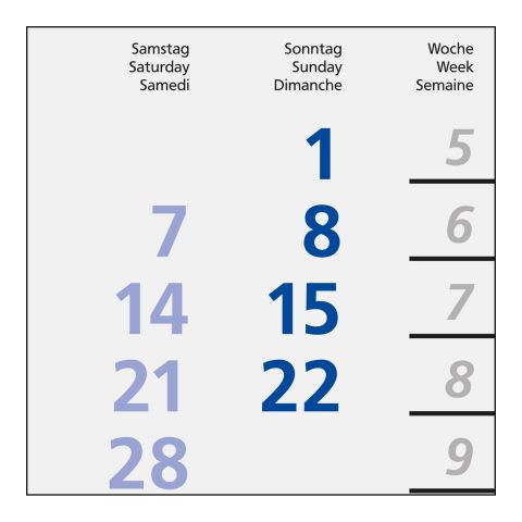 4-Monatskalender Einblatt Logic 4 Post A Design-Kalendarium Blau | 300 × 600 mm | ohne Werbeanbringung