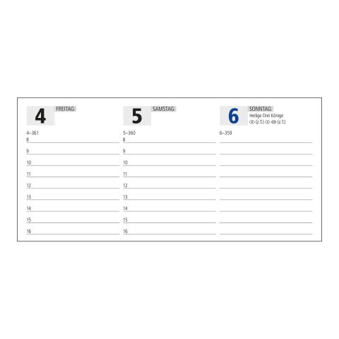 Tisch-Querkalender Master Monatsregister 1 Woche = 2 Seiten 8–21 Uhr 310 × 135 mm | ohne Werbeanbringung | Nicht verfügbar | Nicht verfügbar | Papier-Hardcover glänzend