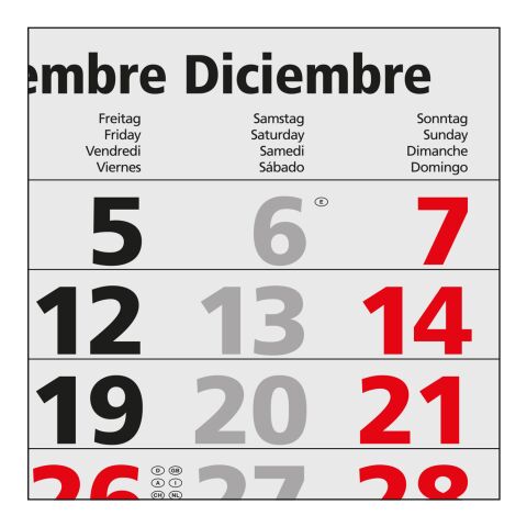 3-Monatskalender Mehrblock Maxi 3 Post Extra-Breite 335 mm Hellgrau | 335 × 805 mm | ohne Werbeanbringung | Nicht verfügbar | Nicht verfügbar | Nicht verfügbar