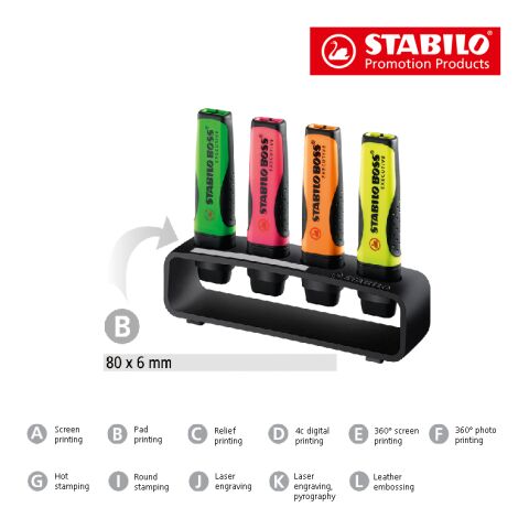 STABILO BOSS EXECUTIVE 4er Tisch-Set Leuchtmarkierer weiß | ohne Werbeanbringung