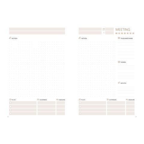 Notizbuch Spiralbindung orgaLine Meeting Notizen Prioritäten To-dos A4+ (225 × 297 mm) | ohne Werbeanbringung