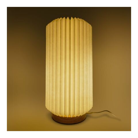 Coollux faltbare Papier-LED-Lampe Aurora Tall auf Holzsockel, 32cm Natur | Gravur | Sockel der Lampe | 80 mm x 15 mm
