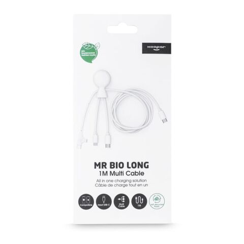 Xoopar Mr. Bio Long Multi-Kabel USB-C 1 Meter  Weiss | 1-farbiger Tampondruck | Seite 1 | Ø 23 mm