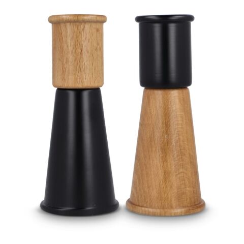 Sagaform "Gurken" Salz- und Pfeffermühle Set klein, 15 cm Schwarz | Gravur | Mühle 1 unten | 40 mm x 80 mm