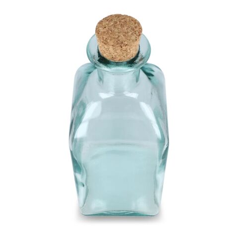 InSideOut Square Recycelte Glaswasserflasche ReuuZ mit Korkverschluss 1 l Transparent | Digitaldruck | Seite 1 | 50 mm x 110 mm