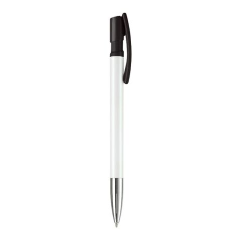 Kugelschreiber Nash Hardcolour mit Metallspitze Weiss-Schwarz | 1-farbiger Tampondruck | 270° vom Clip | 42 mm x 8 mm | Nicht verfügbar