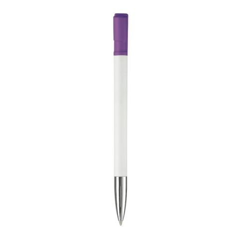 Kugelschreiber Nash Hardcolour mit Metallspitze Weiss-Transparent Violett | 1-farbiger Tampondruck | 90° vom Clip | 42 mm x 8 mm | Nicht verfügbar