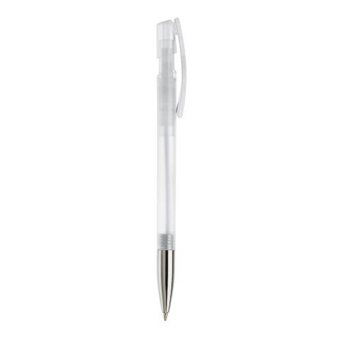 Kugelschreiber Nash Transparent mit Metallspitze Weiss-Weiss
