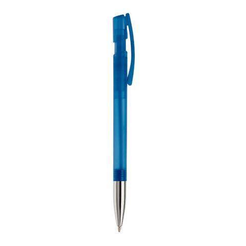 Kugelschreiber Nash Transparent mit Metallspitze Blau Weiss-Blau Weiss | 1-farbiger Tampondruck | Clip | 30 mm x 5 mm | Nicht verfügbar