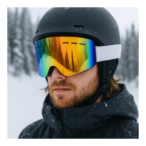 Skibrille für den Freizeitbereich - Kategorie 3, EN 174 zertifiziert Weiss | Digital Transferdruck | Beutel Vorderseite | 180 mm x 120 mm