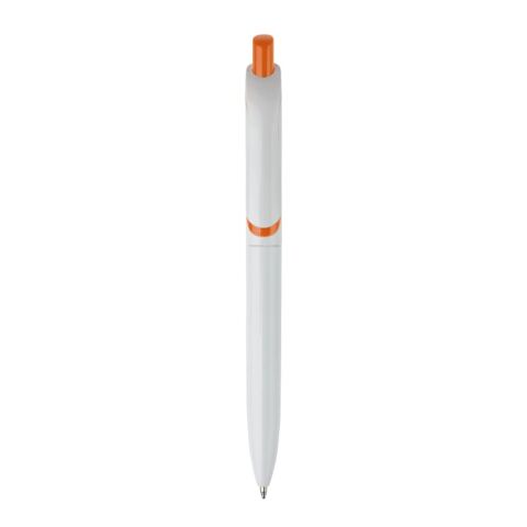Kugelschreiber Modell Click Shadow - Hergestellt in Deutschland Weiss-Orange | 1-farbiger Tampondruck | in Verlängerung vom Clip | 40 mm x 8 mm | Nicht verfügbar