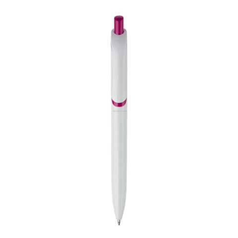 Kugelschreiber Modell Click Shadow - Hergestellt in Deutschland Weiss-Dunkelrosé