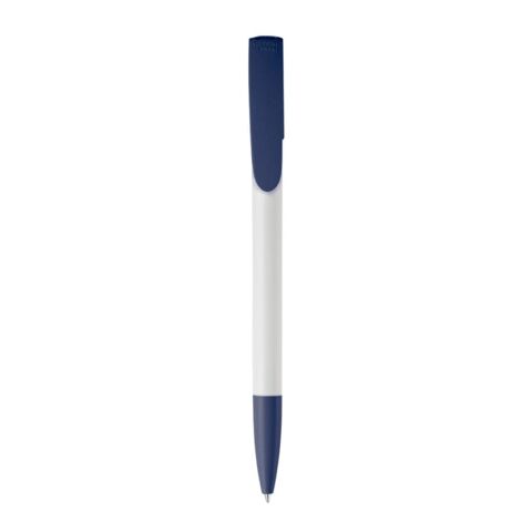Kugelschreiber Deniro Hardcolour Weiss-Dunkelblau | 1-farbiger Siebdruck | 90° vom Clip | 45 mm x 25 mm | Nicht verfügbar