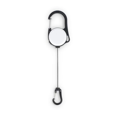 2-Wege-Karabiner-Kartenhalter Weiss | 1-farbiger Tampondruck | Seite 1 | Ø 25 mm