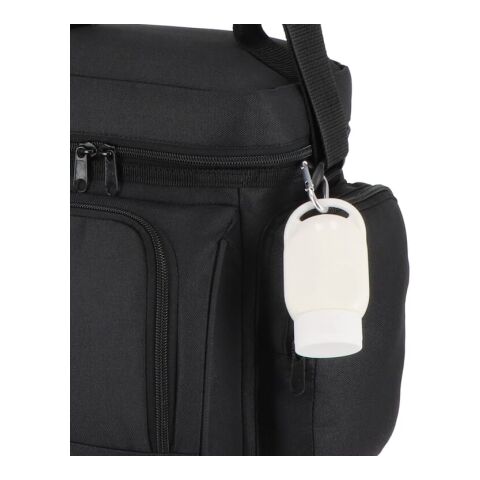 Sonnenschutzlotion mit Karabiner SPF30 aus recyceltem Material Weiss | ohne Werbeanbringung | Nicht verfügbar | Nicht verfügbar