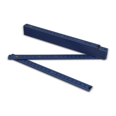 Zollstock Holz 2m Premium lackiert Dunkelblau | 1-farbiger Tampondruck | Seite 1 | 65 mm x 25 mm | Nicht verfügbar