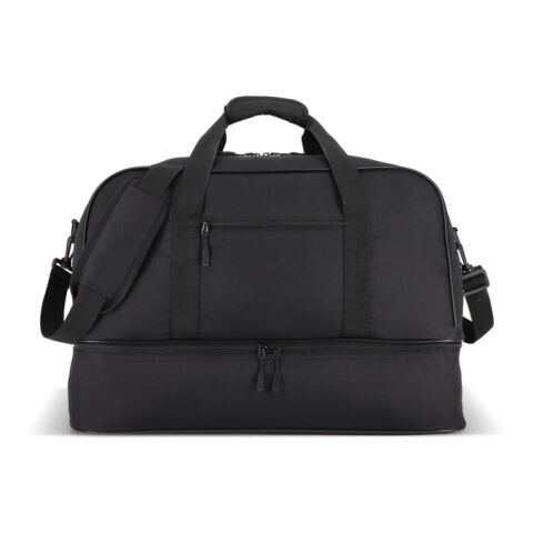 R-PET 600D Sport- und Reisetasche 55,5 x 25 x 36 cm 50 l Schwarz | Digital Transferdruck | Fach Vorderseite | 160 mm x 100 mm