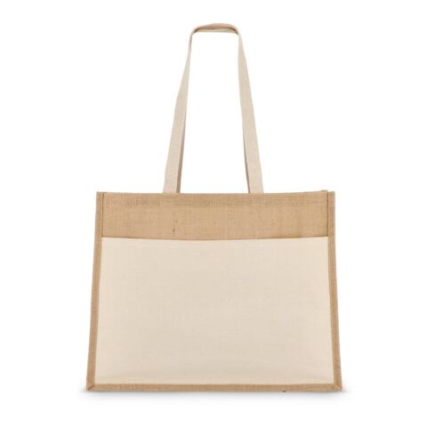 Jute Tragetasche OEKO-TEX® 45 x 12 x 35cm 320g/m² Ecru | 1-farbiger Siebdruck | Seite 1 | 350 mm x 170 mm