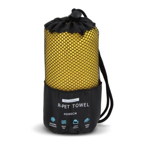 R-PET-Schnelltrocknungshandtuch 40 × 80 cm mit Beutel, Sublimationsdruck. Gelb | ohne Werbeanbringung | Nicht verfügbar | Nicht verfügbar
