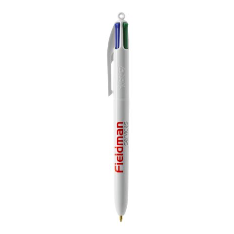 BIC® 4 Colours Kugelschreiber BritePix Digital weiß | 1-farbiger Siebdruck | Upper Part-gegenüber vom Clip | 22.00 mm x 10.00 mm