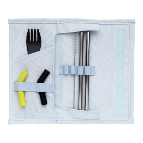 Tierra 2-teiliges Trinkhalm- und Besteckset blau | ohne Werbeanbringung | Nicht verfügbar | Nicht verfügbar