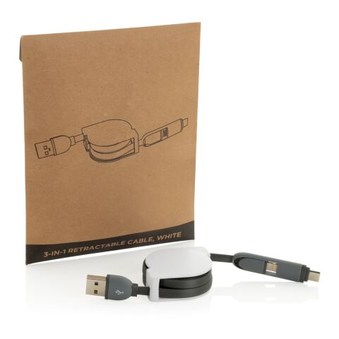 3-in-1 ausziehbares Kabel grau | ohne Werbeanbringung | Nicht verfügbar | Nicht verfügbar