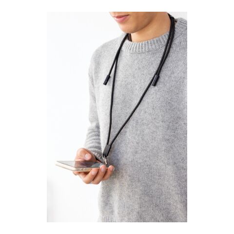 LoopAmp verstellbares 60W Telefonkabel aus RCS rPET schwarz | ohne Werbeanbringung | Nicht verfügbar | Nicht verfügbar