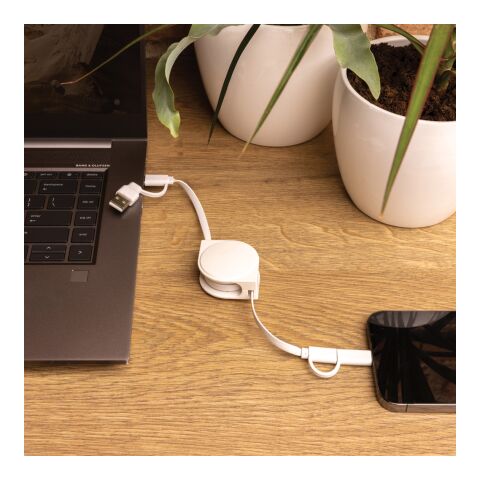 6-in-1 Kabel aus TPE und RCS Standard recyceltem Kunststoff weiß | ohne Werbeanbringung | Nicht verfügbar | Nicht verfügbar