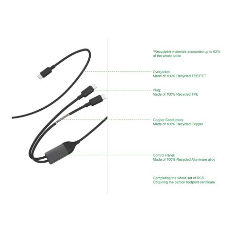 Terra 100W RCS-Kabel mit zwei USB-C-Ausgängen schwarz-grau