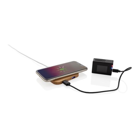 5W-Wireless-Charger aus Bambus mit USB braun