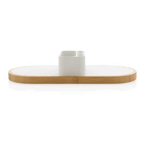 Ontario 10W Dual Charger aus FSC® Bambus &amp; RCS Recycled Plastik weiß | ohne Werbeanbringung | Nicht verfügbar | Nicht verfügbar