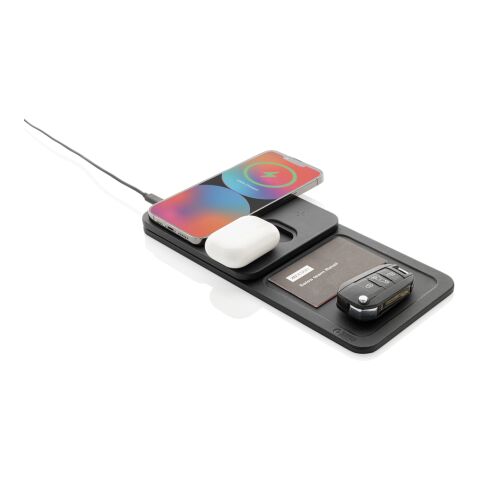 Swiss Peak 3-in-1- Wireless-Charging Desk-Tray aus RCS rPU schwarz | ohne Werbeanbringung | Nicht verfügbar | Nicht verfügbar