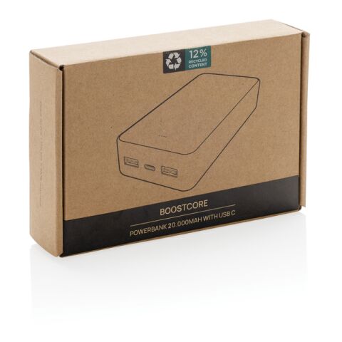 Boostcore 20.000mAh Powerbank aus RCS rec. Kunststoff schwarz | ohne Werbeanbringung | Nicht verfügbar | Nicht verfügbar