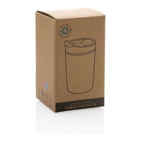 GRS recycelter PP-Becher mit Flip-Deckel weiß | ohne Werbeanbringung | Nicht verfügbar | Nicht verfügbar