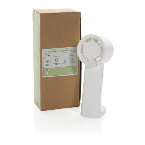 Twist wiederaufladbarer tragbarer Ventilator aus RCS rABS weiß
