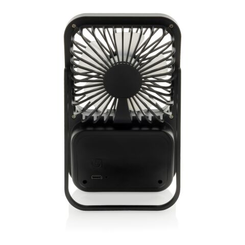 Aervina wiederaufladbarer Tischventilator aus RCS rec. ABS schwarz | ohne Werbeanbringung | Nicht verfügbar | Nicht verfügbar