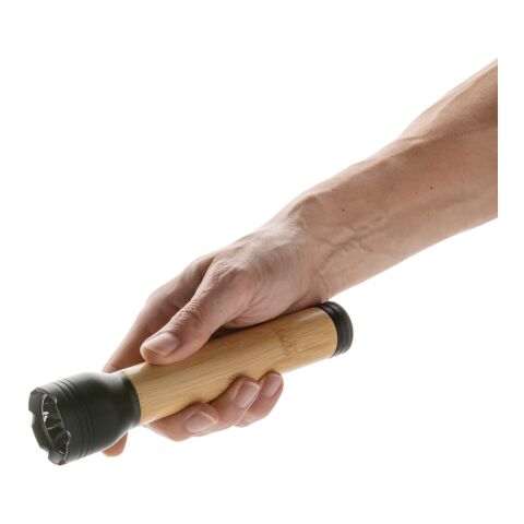 Lucid 5W Taschenlampe aus RCS recyceltem Kunststoff &amp; Bambus schwarz-braun | ohne Werbeanbringung | Nicht verfügbar | Nicht verfügbar