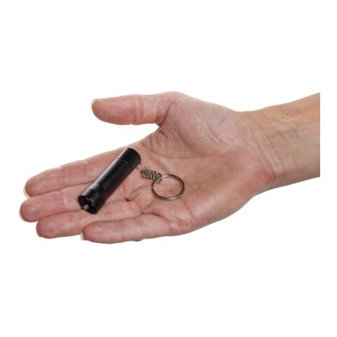 Flash Schlüsselanhänger-Taschenlampe aus RCS rec. Aluminium schwarz | ohne Werbeanbringung | Nicht verfügbar | Nicht verfügbar