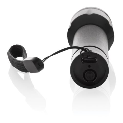 Flara USB-aufladbare Taschenlampe aus RCS recyceltem ABS schwarz | ohne Werbeanbringung | Nicht verfügbar | Nicht verfügbar