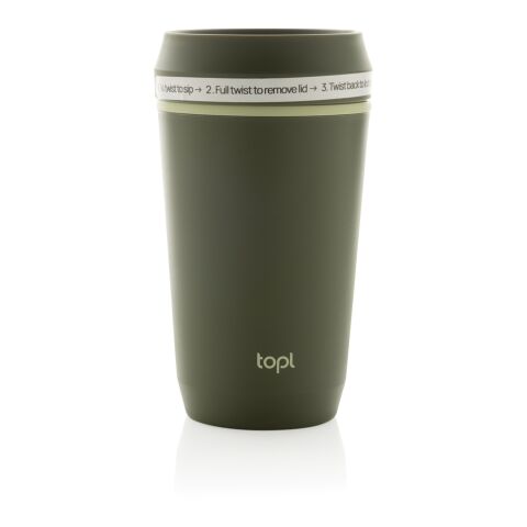 Topl-Becher aus rec. Kunststoff mit 360-Grad-Deckel 354ml grün | ohne Werbeanbringung | Nicht verfügbar | Nicht verfügbar