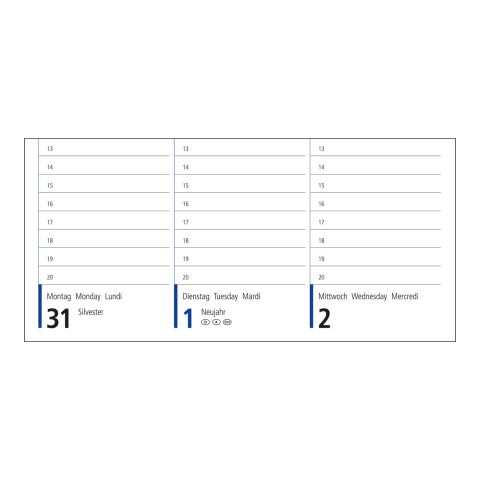 Tisch-Querkalender Compact RECYCLING 1 Woche = 2 Seiten 8–20 Uhr 310 × 135 mm | Nicht verfügbar | ohne Werbeanbringung | Nicht verfügbar | Nicht verfügbar | Papier-Hardcover matt