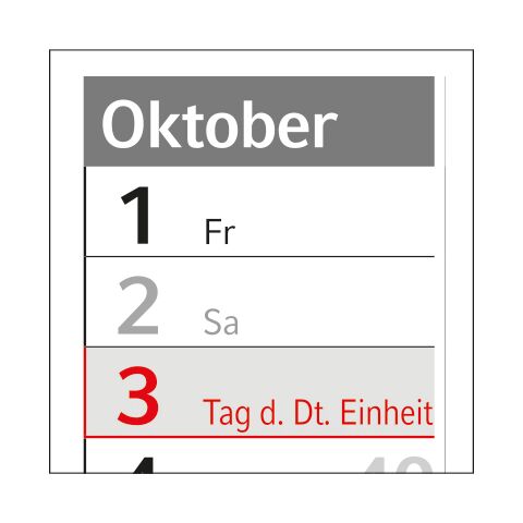 Wandplaner Pure Bambuspapier 980 × 660 mm Dez. Vorjahr – Jan. Folgejahr Weiß | 980 × 660 mm | 4C-Quality | Rot